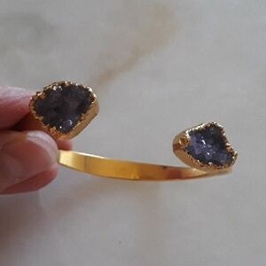 Beautiful! Bright Gold and Purple Amethyst Cuff Bracelet